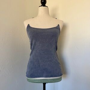 Y/Project Invisible Strap Cotton Ribbed Jersey Tank Top in Blue Washed